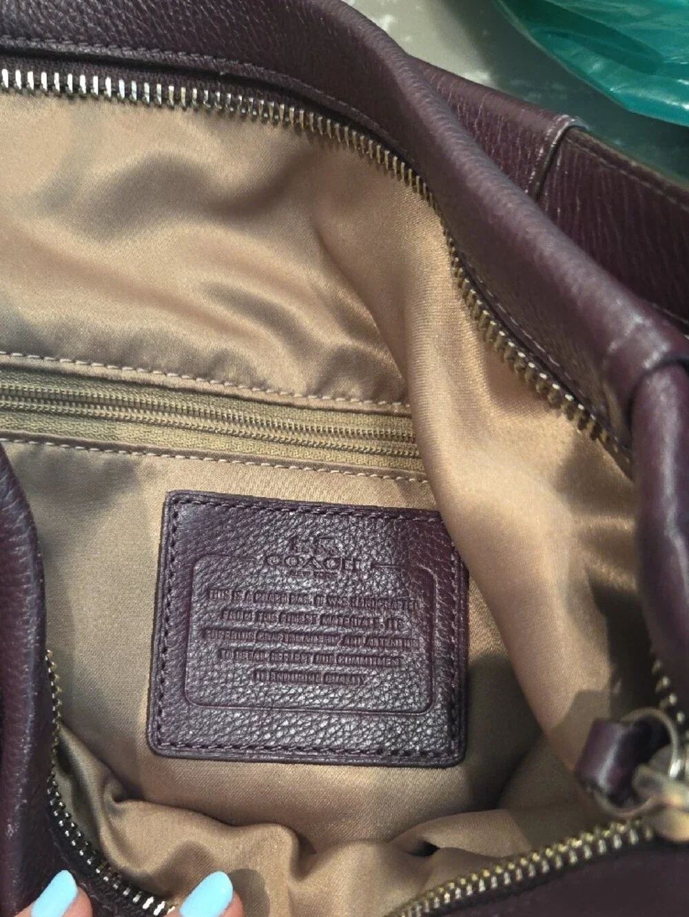 Coach Plum Leather Hobo Bag with Matching Wallet